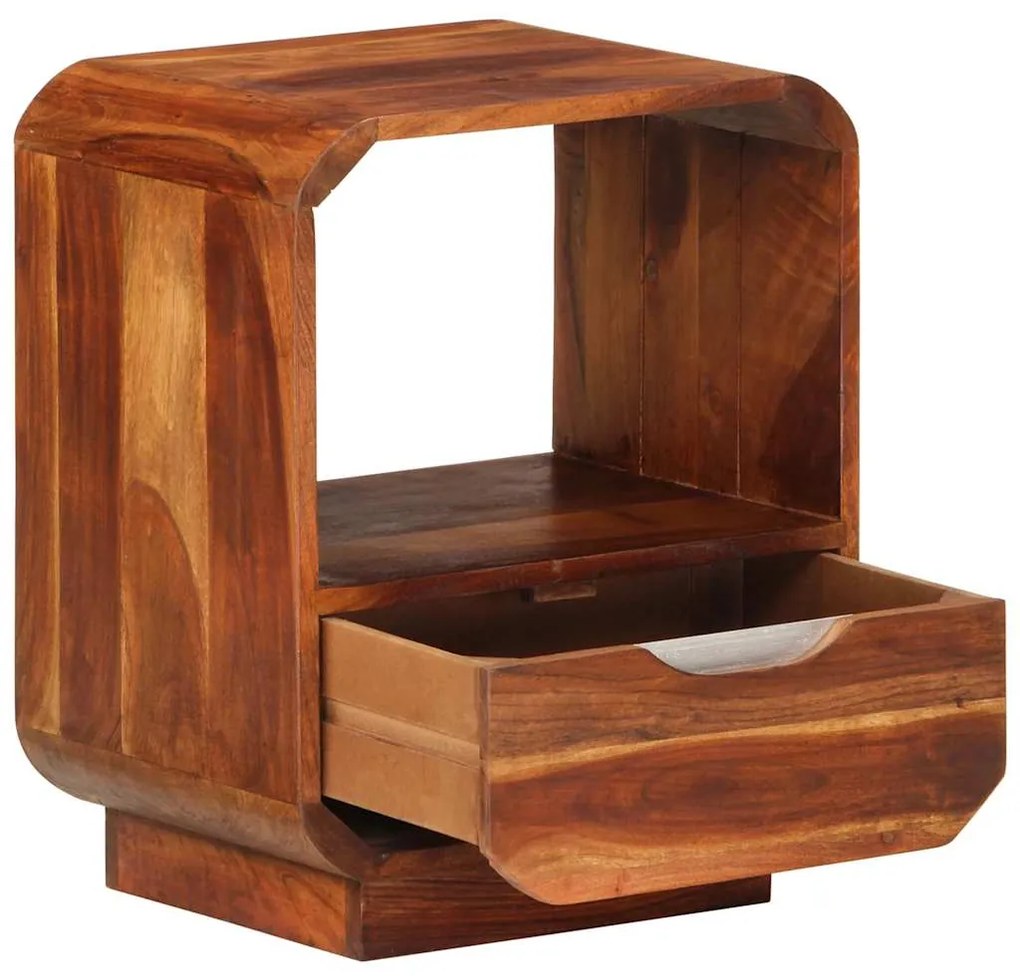 243952 vidaXL Нощно шкафче с чекмедже, акация масив, 40x30x50 cм