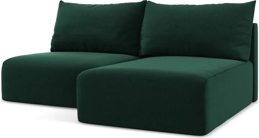 Тъмнозелен кадифен сгъваем/с място за съхранение ъглов диван (десен ъгъл) Kalena – Makamii