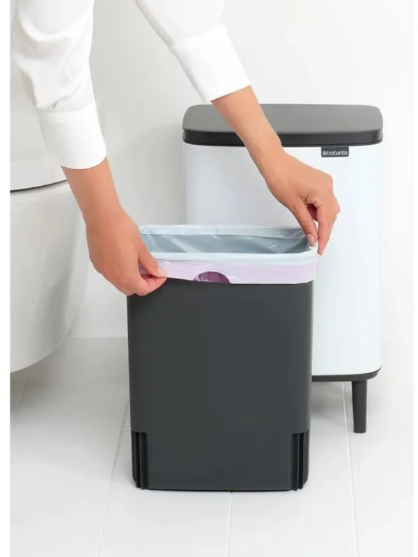 Кош за боклук Brabantia Bo Small Hi 1006647, 12 л, Плавно и безшумно отваряне, Противоплъзгаща основа, Бял