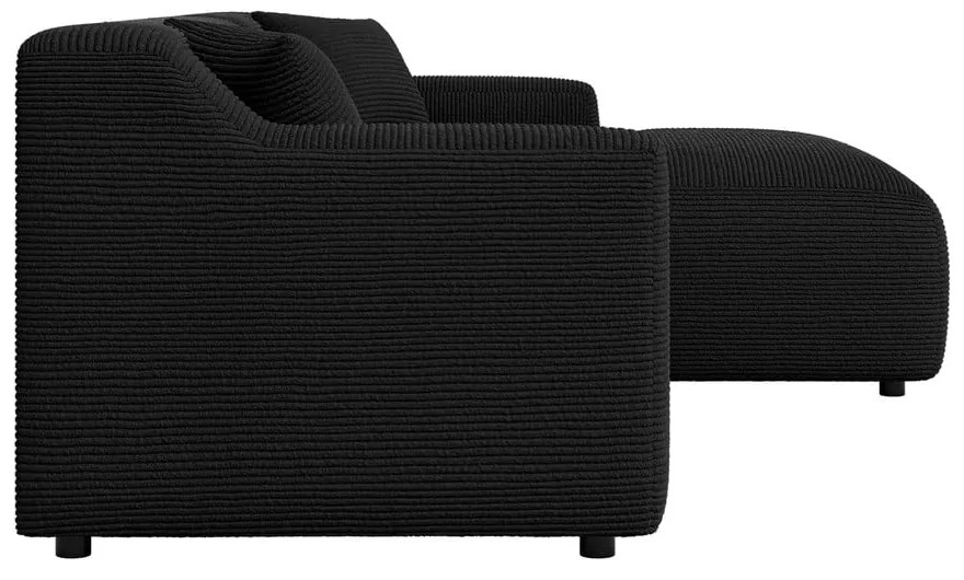 Черен ъглов диван от рипсено кадифе (десен ъгъл) Martin – Ropez