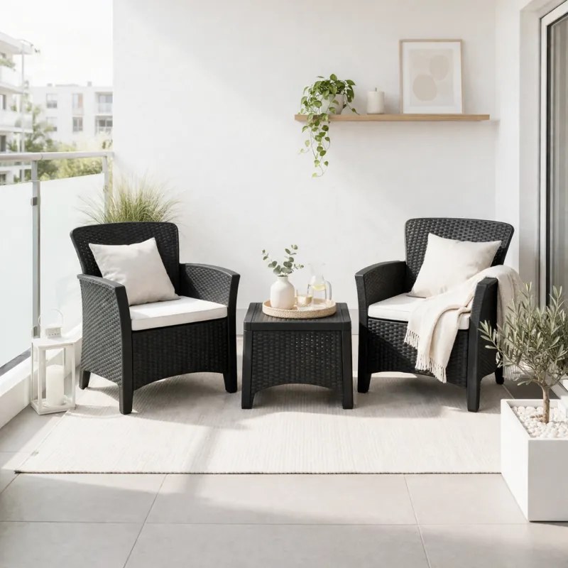 Комплект градински мебели в черно