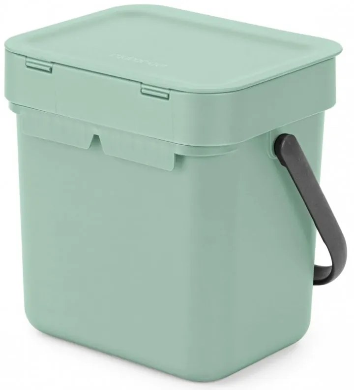 Кош за разделно събиране на боклук Brabantia Sort&Go 1005520, 3 л, Дръжка, Възможност за стенен монтаж, Светлозелен