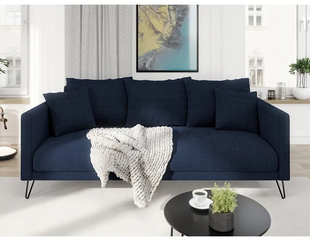 Тъмносин шенилов диван 200 cm Freya – Ropez