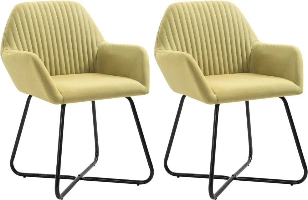 249812 vidaXL Трапезни столове, 2 бр, зелени, текстил