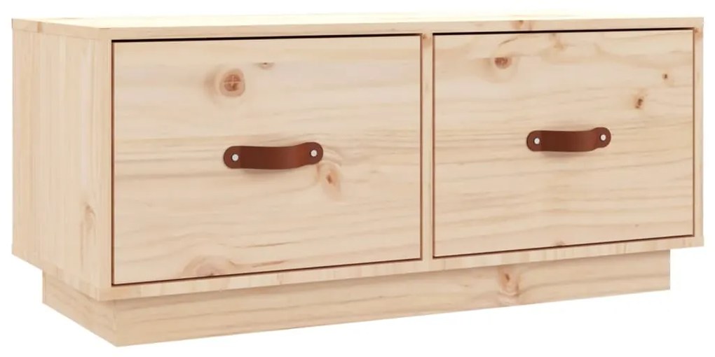 818240 vidaXL ТВ шкаф, сив, 80x34x35 см, бор масив