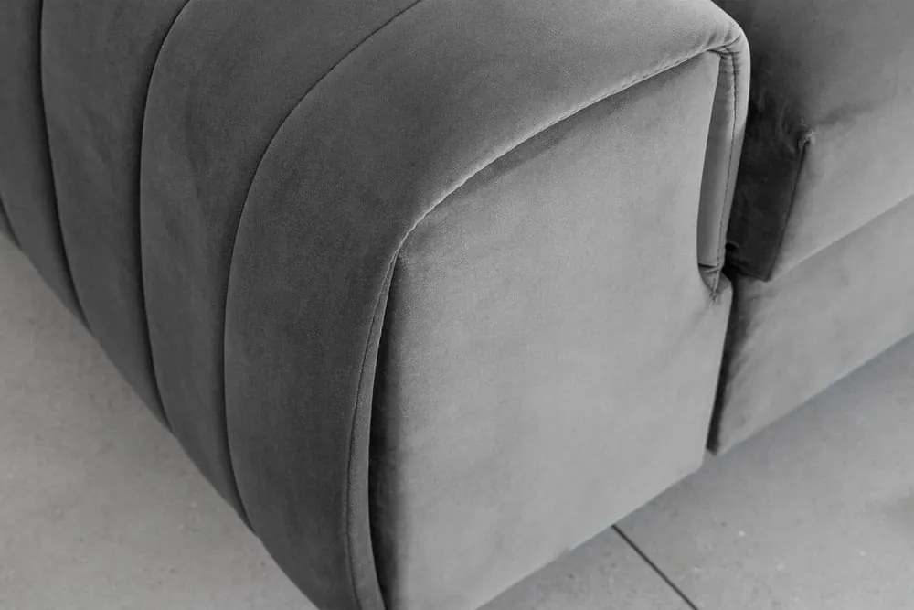 Светлосив кадифен разтегателен диван 261 cm Laurence – ELTAP