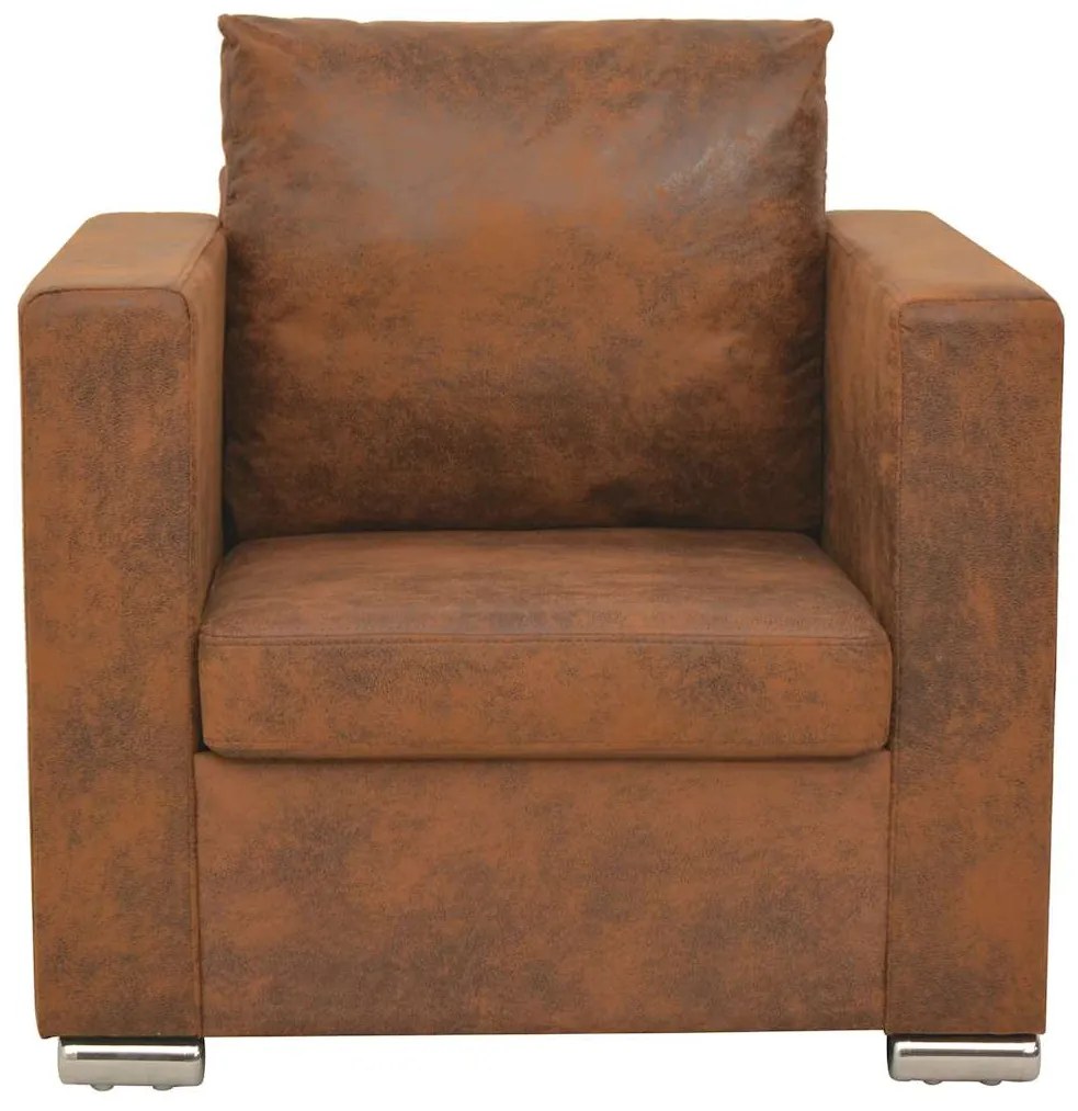 244701 vidaXL Фотьойл, кафяв, 82x73x82 см, изкуствена велур