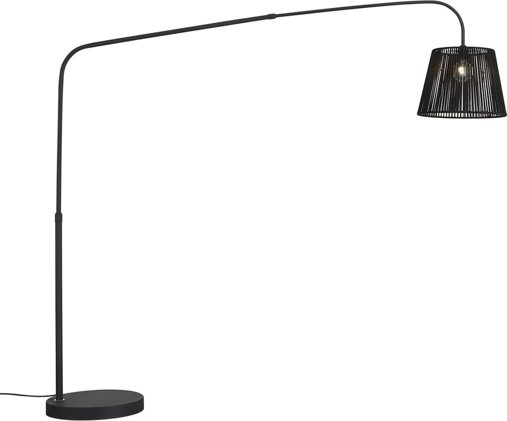 Japandi външна подова лампа черна с абажур от въже IP44 - Arc Jayla