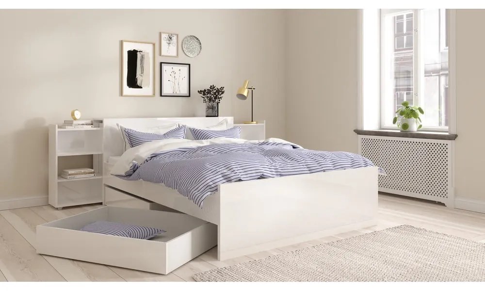 Бяло двойно легло 140x200 cm ПДЧ без ламелно дъно Naia – Tvilum