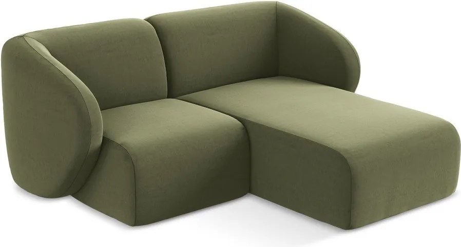 Зелен кадифен ъглов диван (десен ъгъл) Lani – Makamii