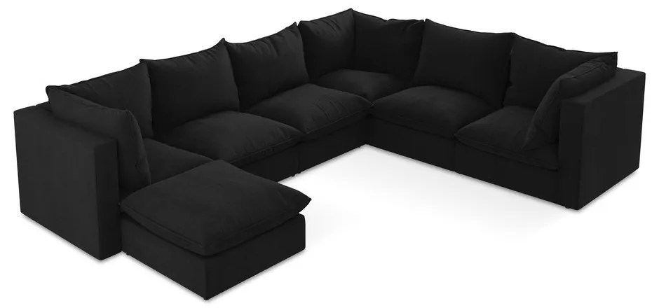 Черен ъглов диван (десен ъгъл/U форма) Manao – Makamii