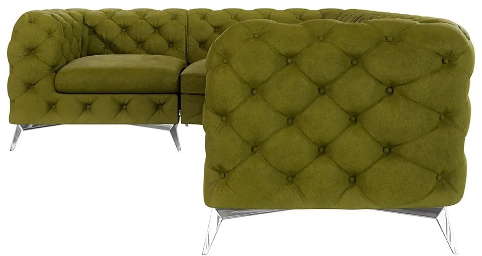 Зелен кадифен ъглов диван (ляв ъгъл/L форма) Chelsea – Ropez