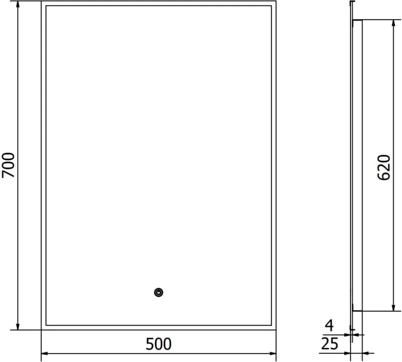 Mexen Erma осветено огледало за баня 50 x 70 см, LED 6000K, противымъгла, черна