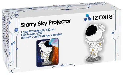 Астронавт звезден LED проектор Izoxis, Нощна лампа за деца, 360 настройка, Дистанционно, Бял
