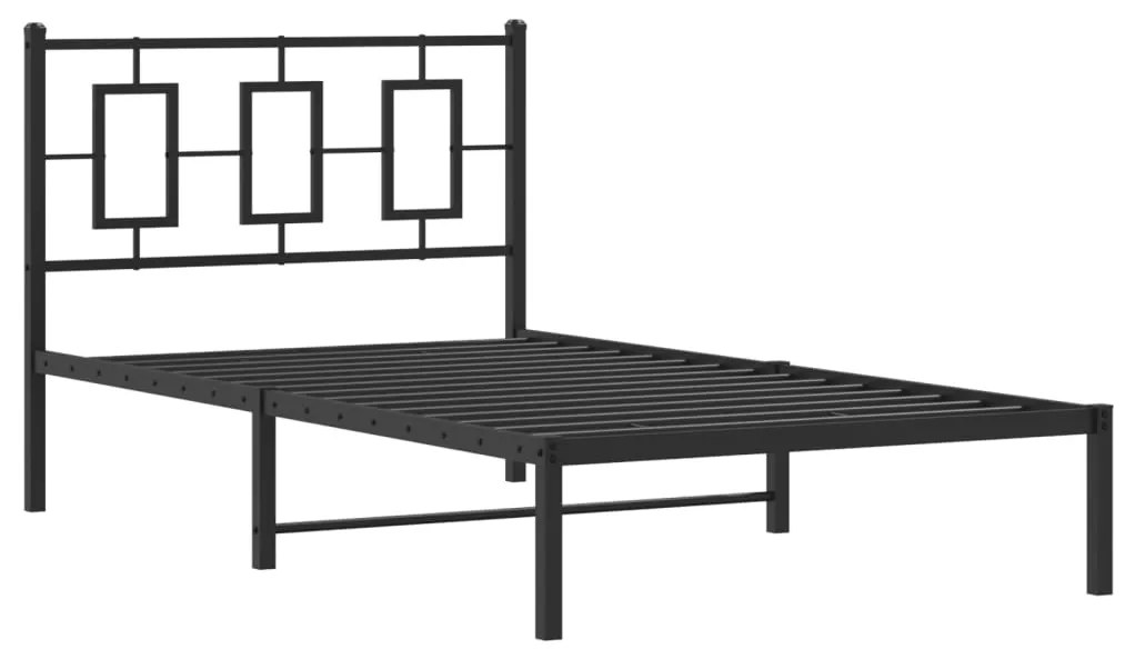 374236 vidaXL Метална рамка за легло с горна табла, черна, 100x200 см