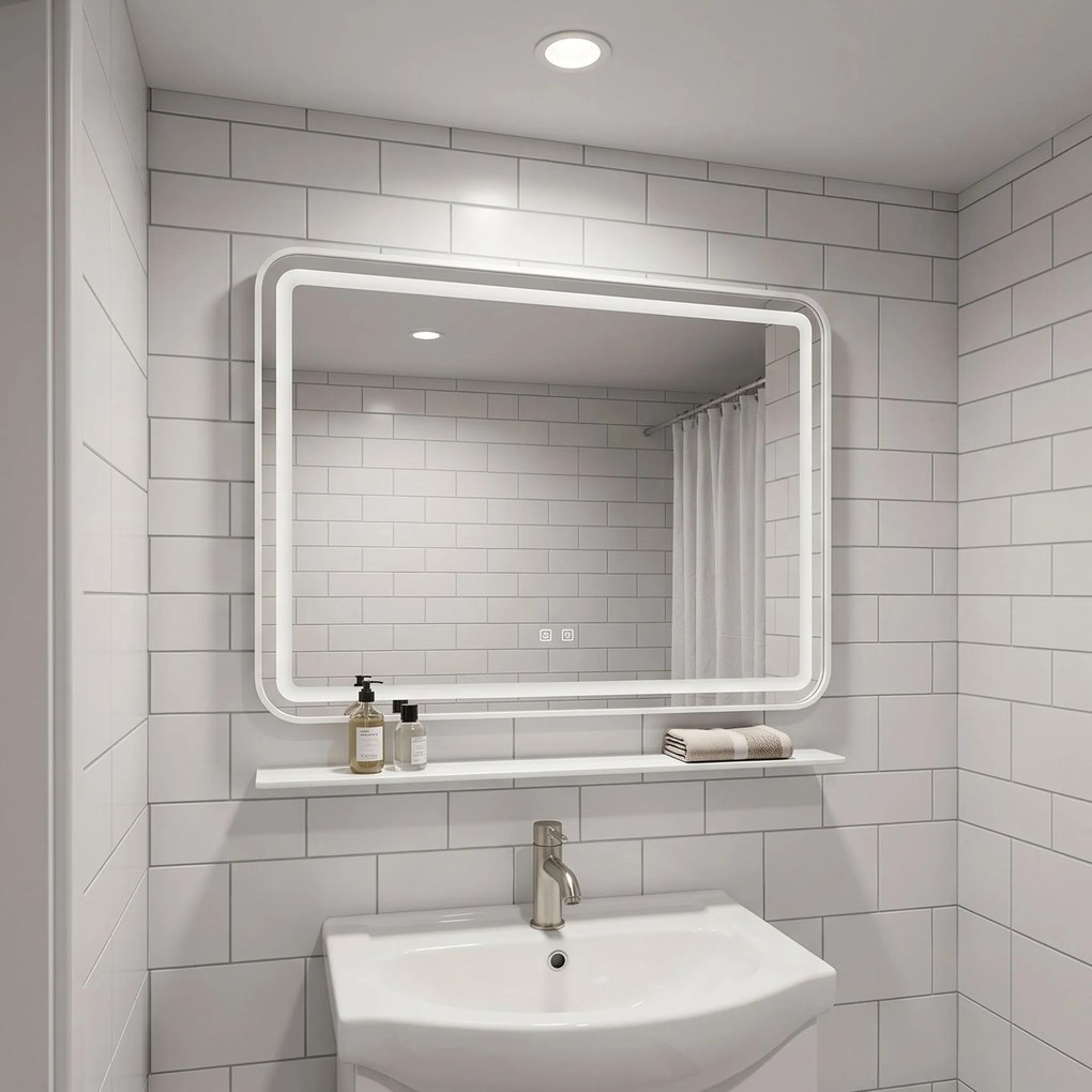 LED стенен огледало с рафт 80x60 см L-8060