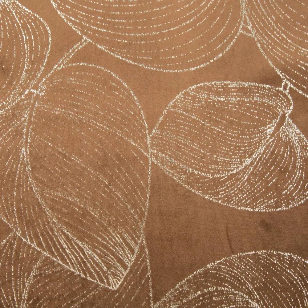 Кадифена централна покривка с лъскав печат на кафяви листа Широчина: 35 см | Дължина: 140 см