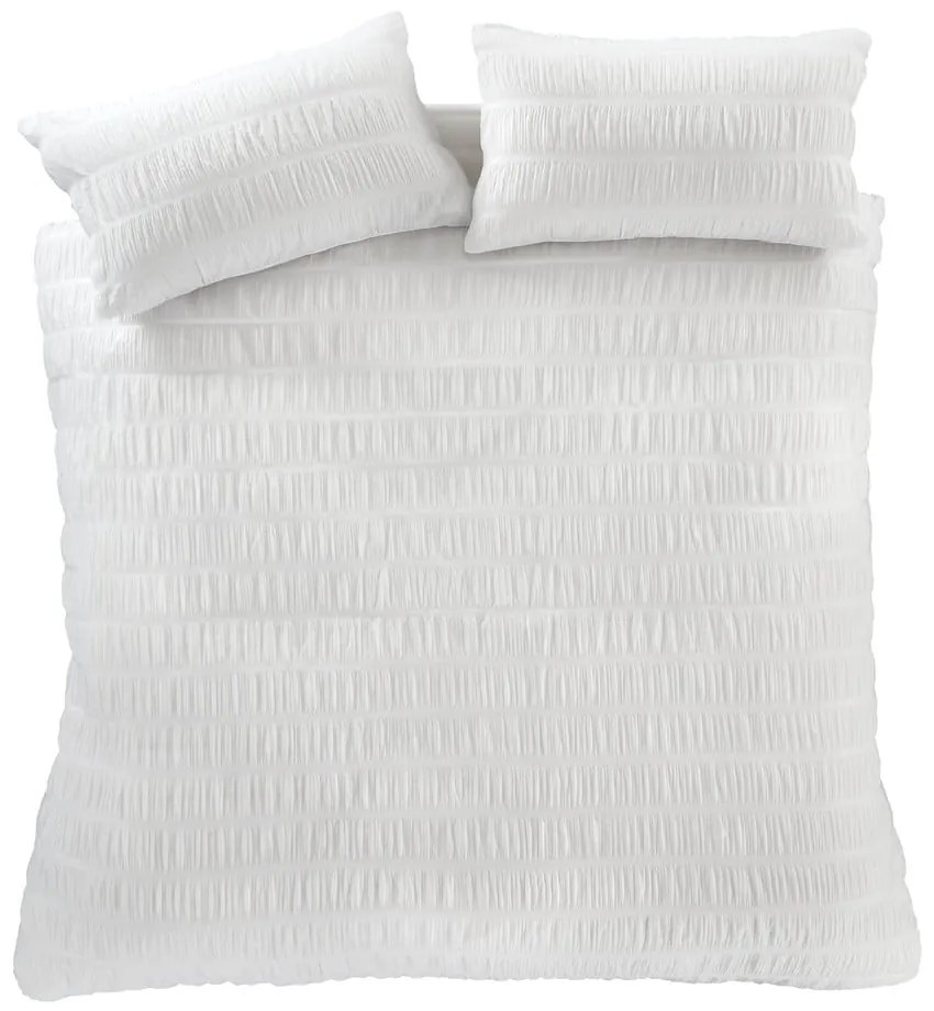 Бяло единично спално бельо 135x200 cm Seersucker - Catherine Lansfield