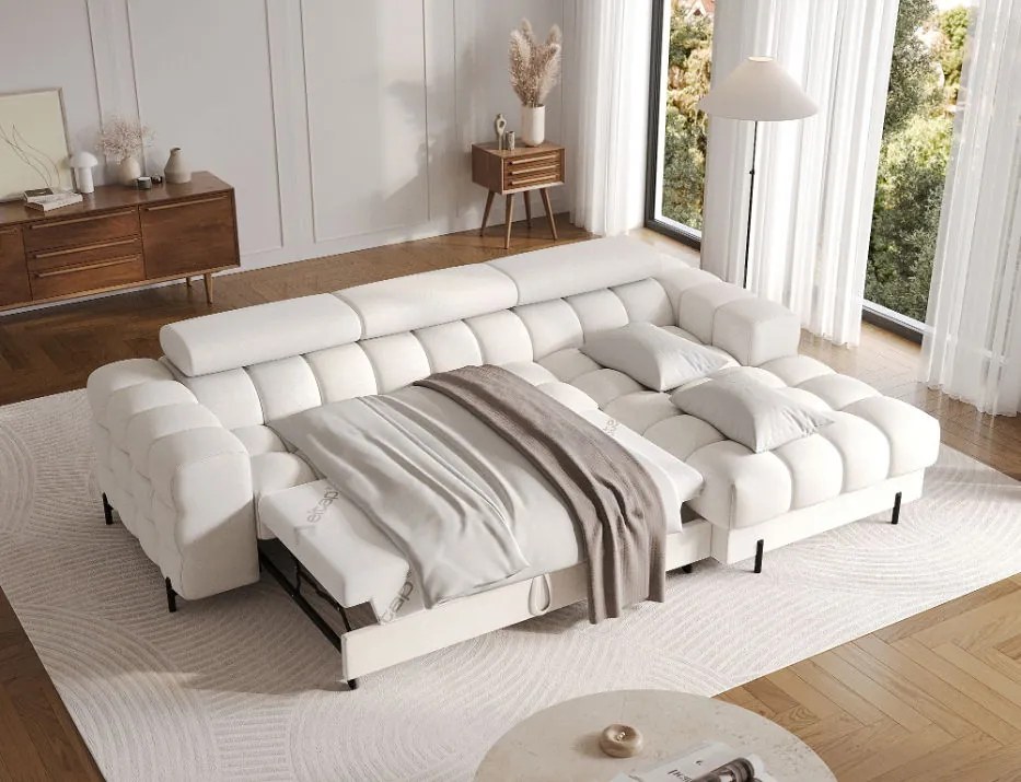 Ъглов диван Freyia-Бял-Ляв