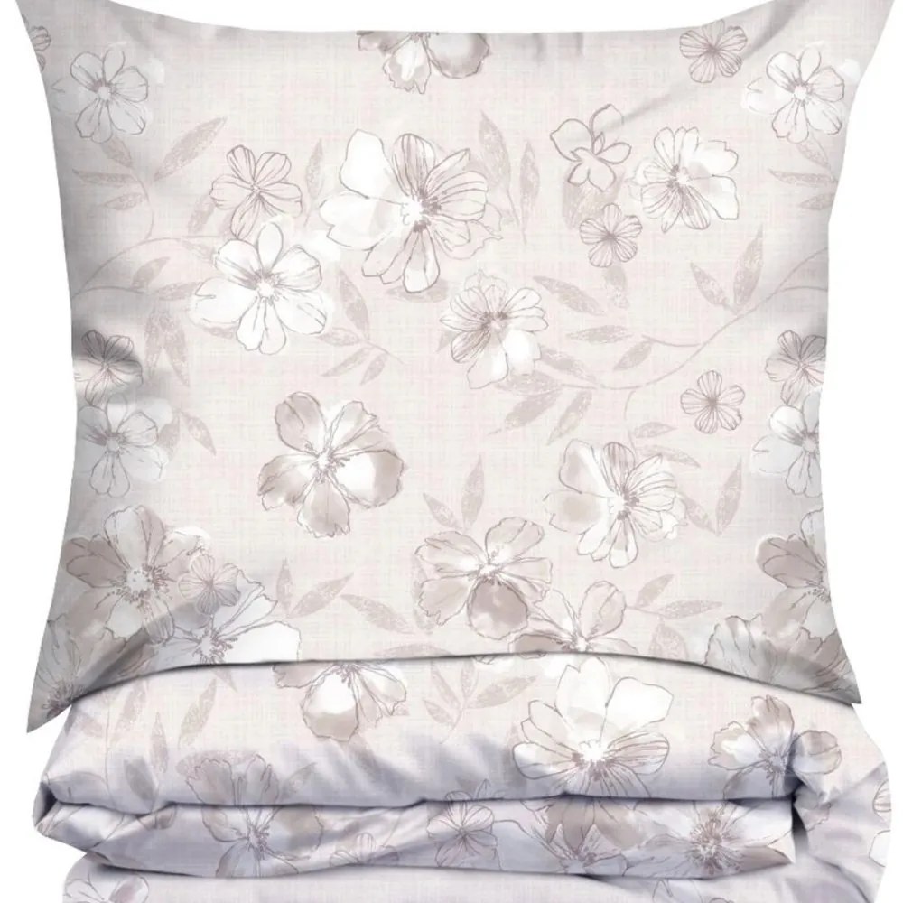 Премиум памучно спално бельо, бежово с флорална шарка Ширина: 220 см | Дължина: 200 см