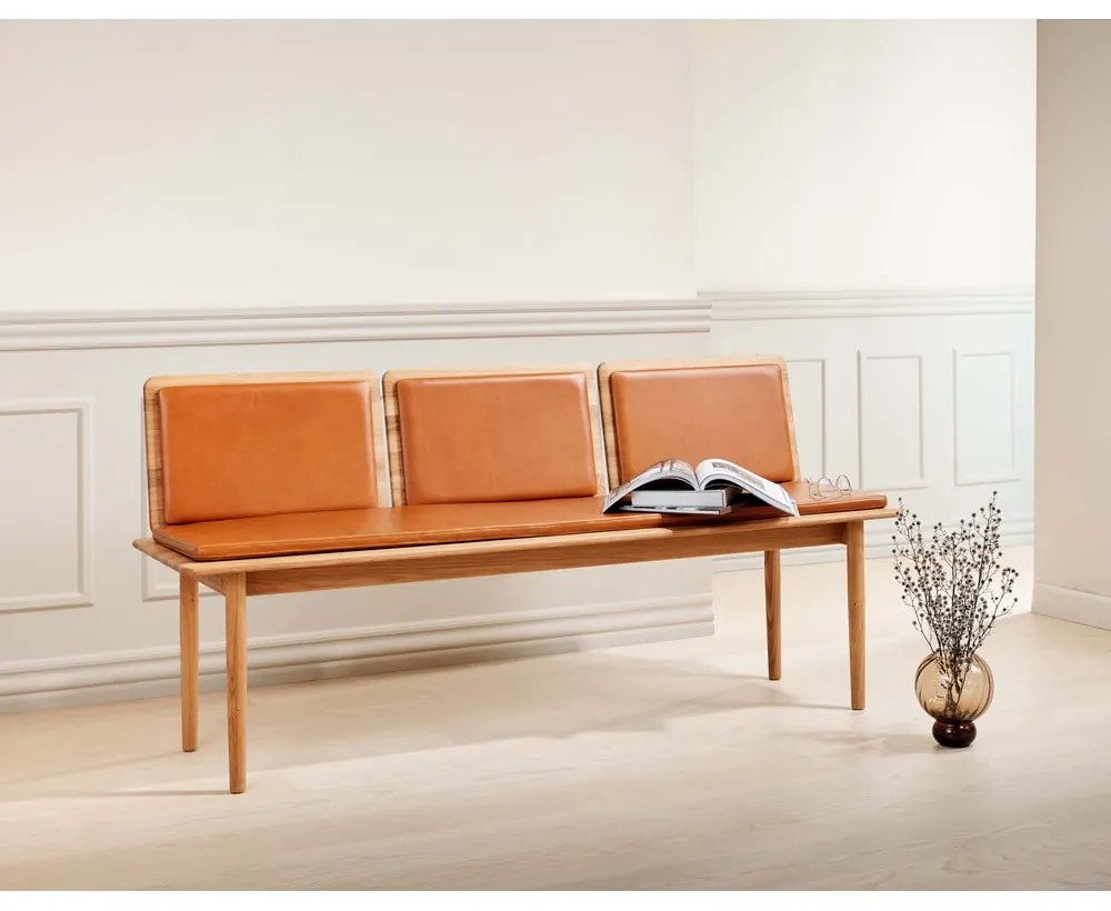 Коняк кафява кожена пейка Elba - Hammel Furniture