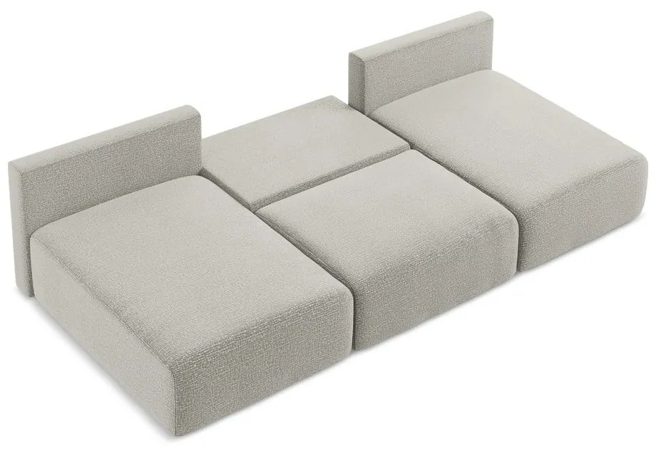 Светлосив разтегателен ъглов диван с място за съхранение Kalena – Makamii