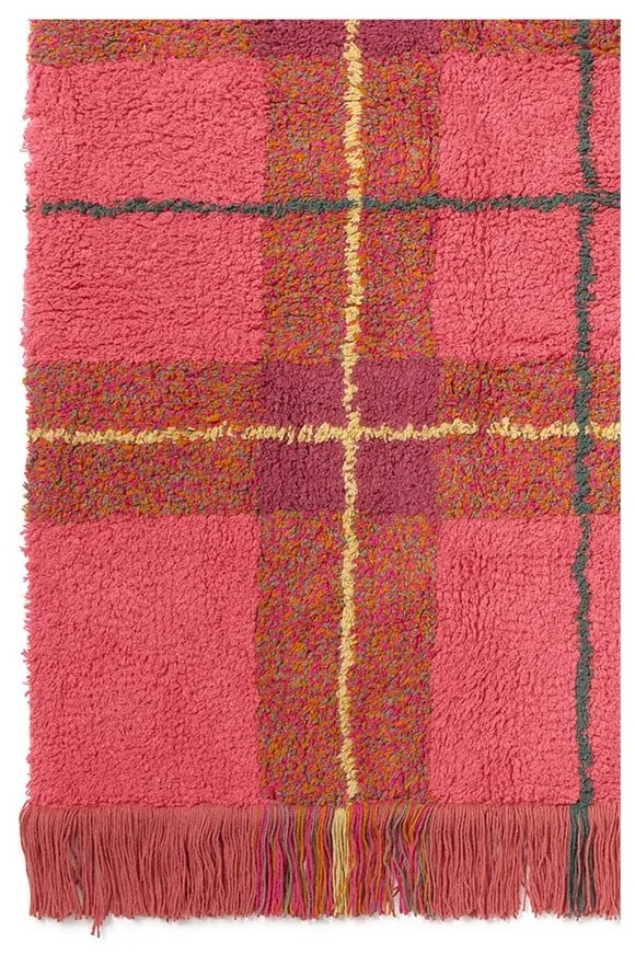 Ръчно изработен червен памучен килим подходящ за пране 90x120 cm Tartan Vintage Red – Lorena Canals