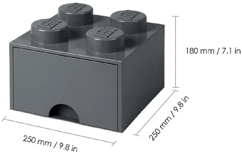 Детска тъмносива кутия за съхранение с чекмедже - LEGO®