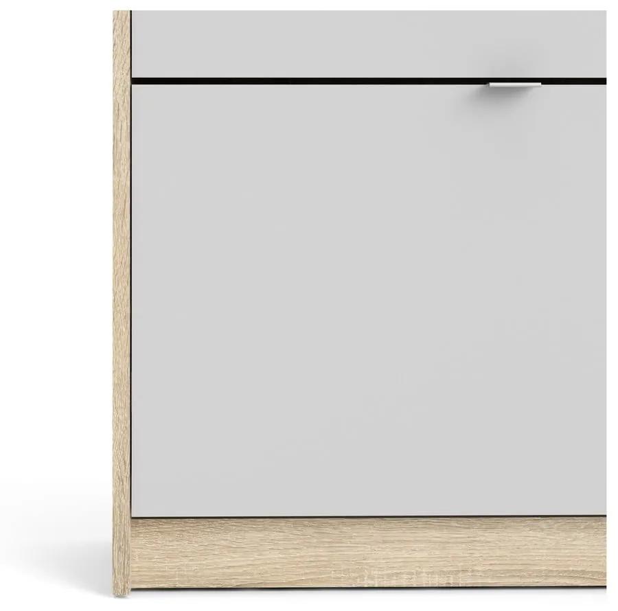 Бял шкаф за обувки с дъбова рамка и три чекмеджета, дълбочина 24 cm Shoes - Tvilum
