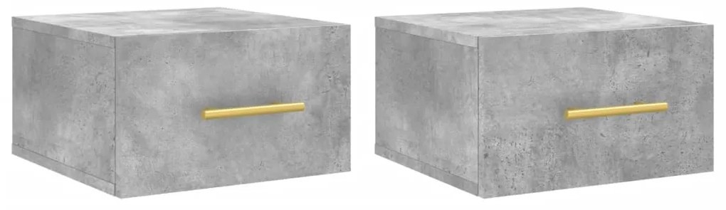 829797 vidaXL Нощни шкафчета за стенен монтаж 2 бр бетонно сиви 35x35x20 см