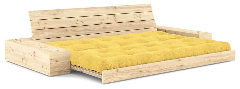 Жълт разтегателен диван от велур 244 см Base – Karup Design