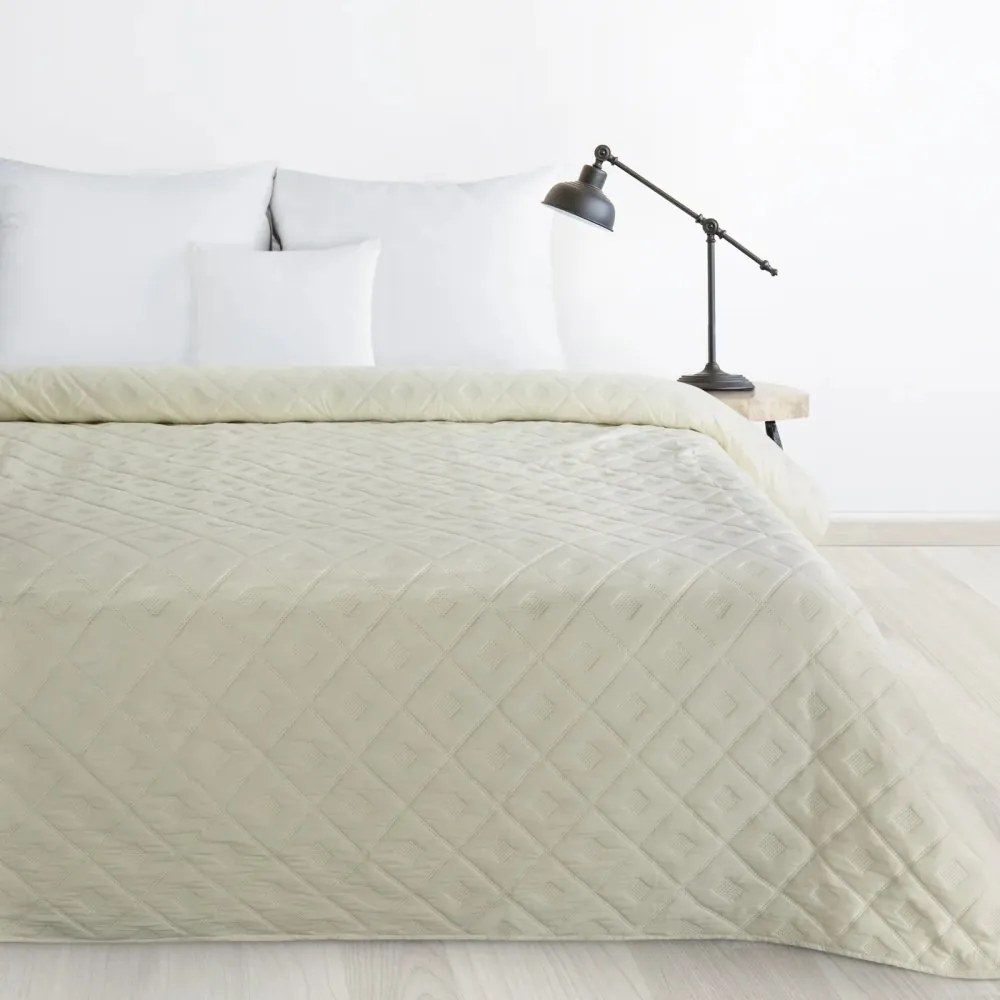 Луксозна покривка за легло - ватирана без конци екрю Ширина: 220 см | Дължина: 240 см