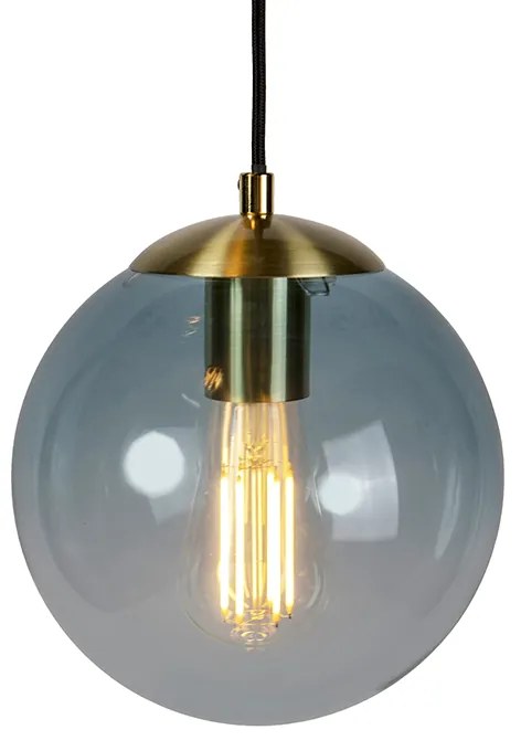 Интелигентна висяща лампа месинг с 3 WiFi ST64 с синьо стъкло - Pallon