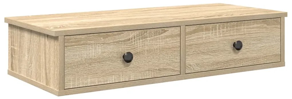 859952 vidaXL Стенен рафт с чекмеджета дъб сонома 80x34x17 см инженерно дърво