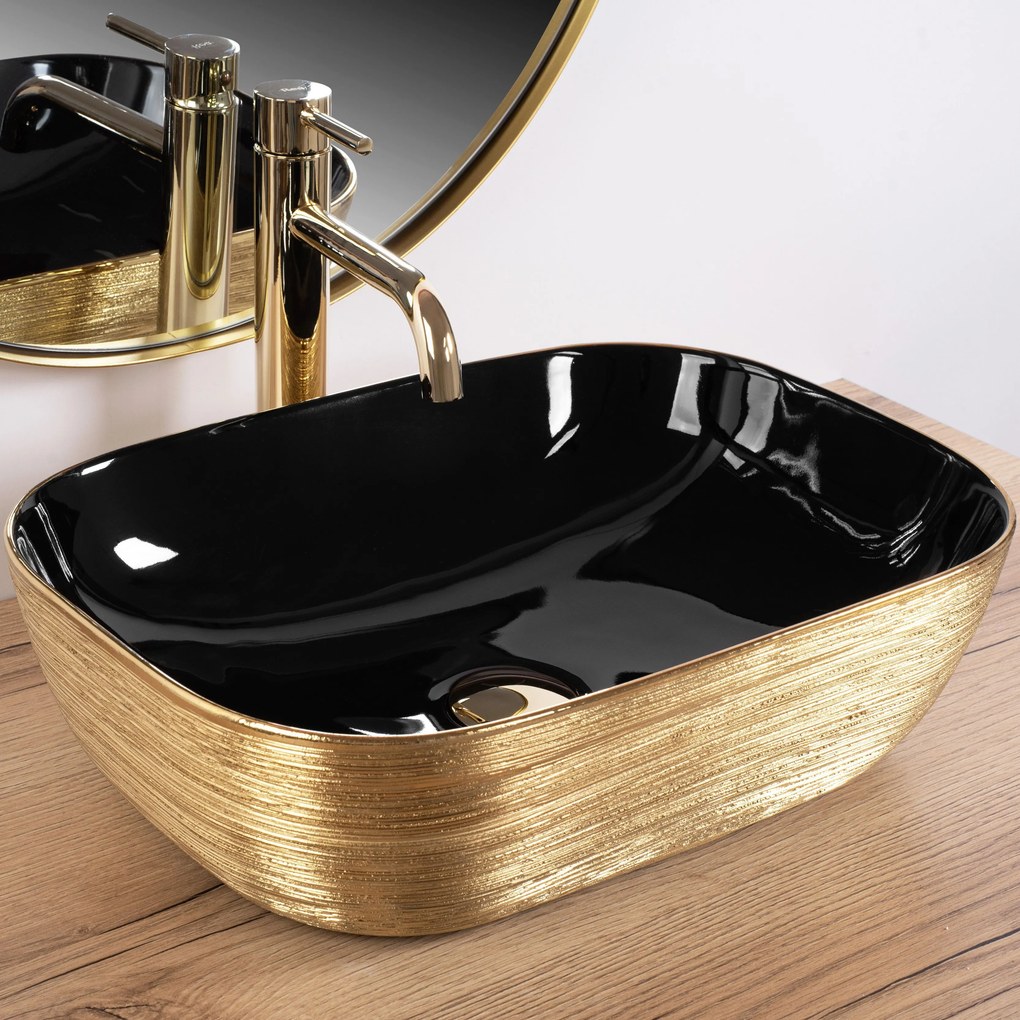Умивалник за плот Rea Belinda BLACK BRUSH GOLD