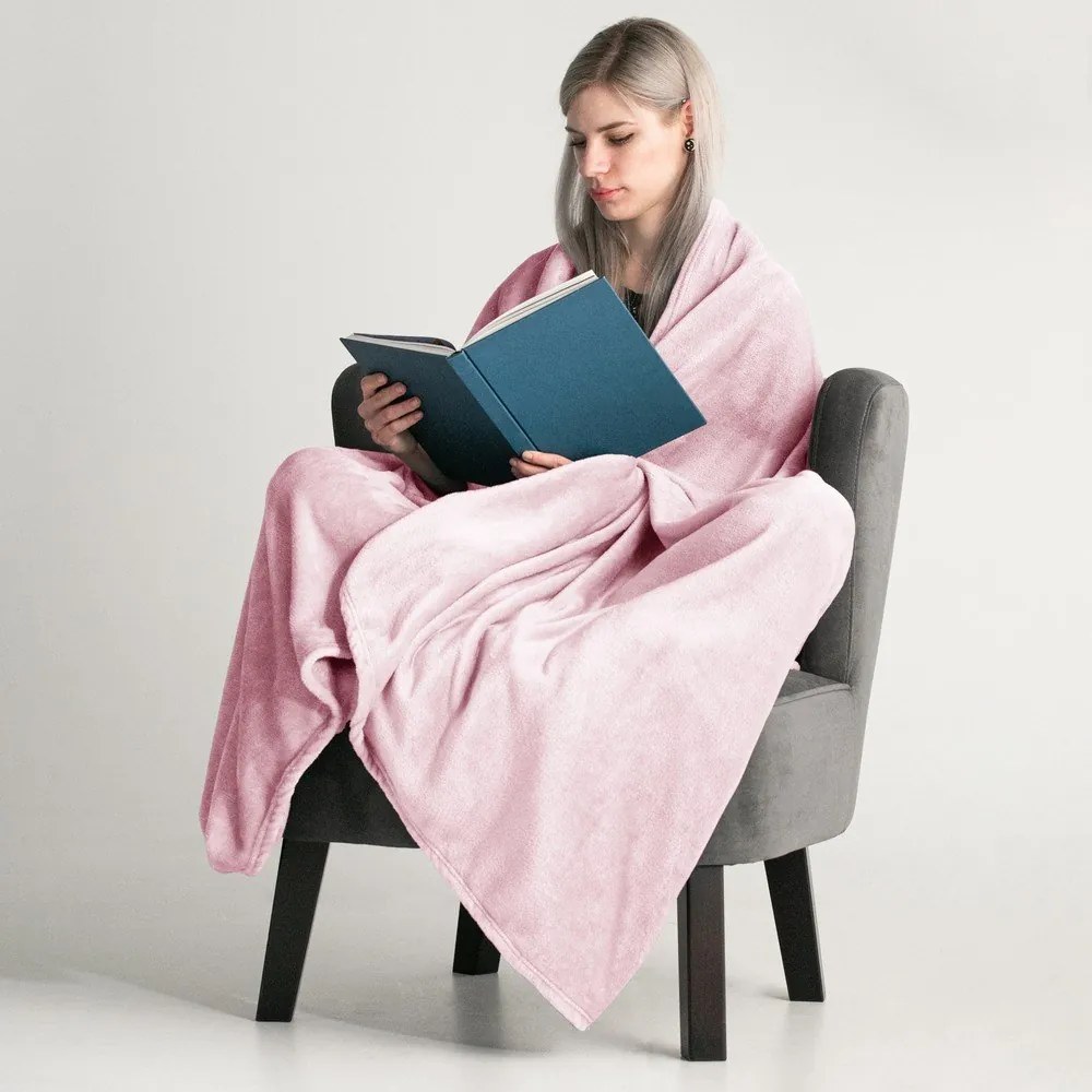 Светлорозово одеяло от микрофибър Decoking , 150 x 200 cm Mic - DecoKing