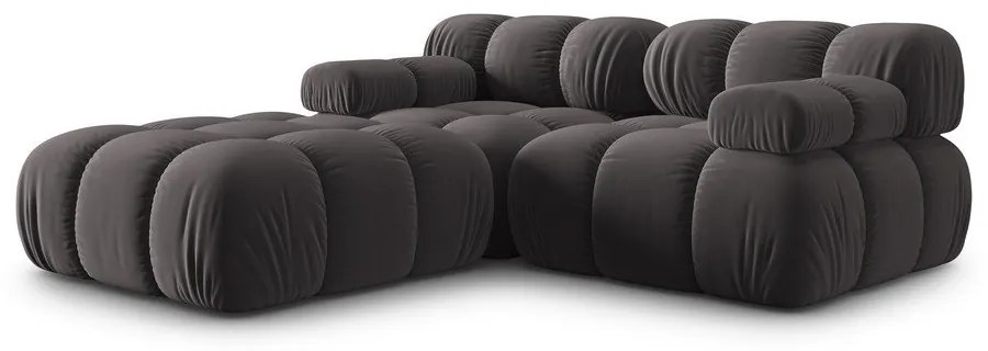 Тъмносив ъглов диван от кадифе Bellis - Micadoni Home