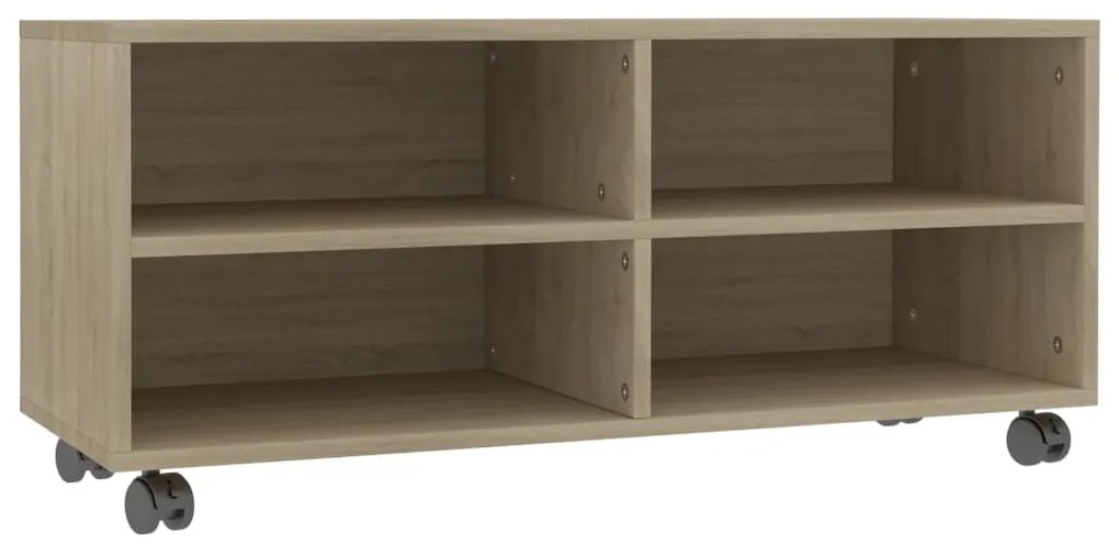 800183 vidaXL ТВ шкаф с колелца, дъб сонома, 90x35x35 см, инженерно дърво