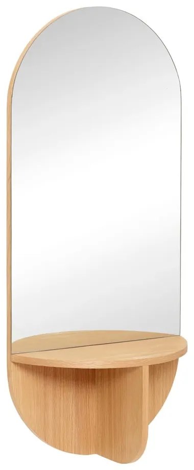 Стенно огледало с рафт с дъбов фурнир Natur, 55 x 120 cm - Hübsch