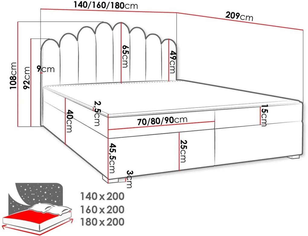 Тапицирано легло Boss-140 x 200 cm.-Ecru