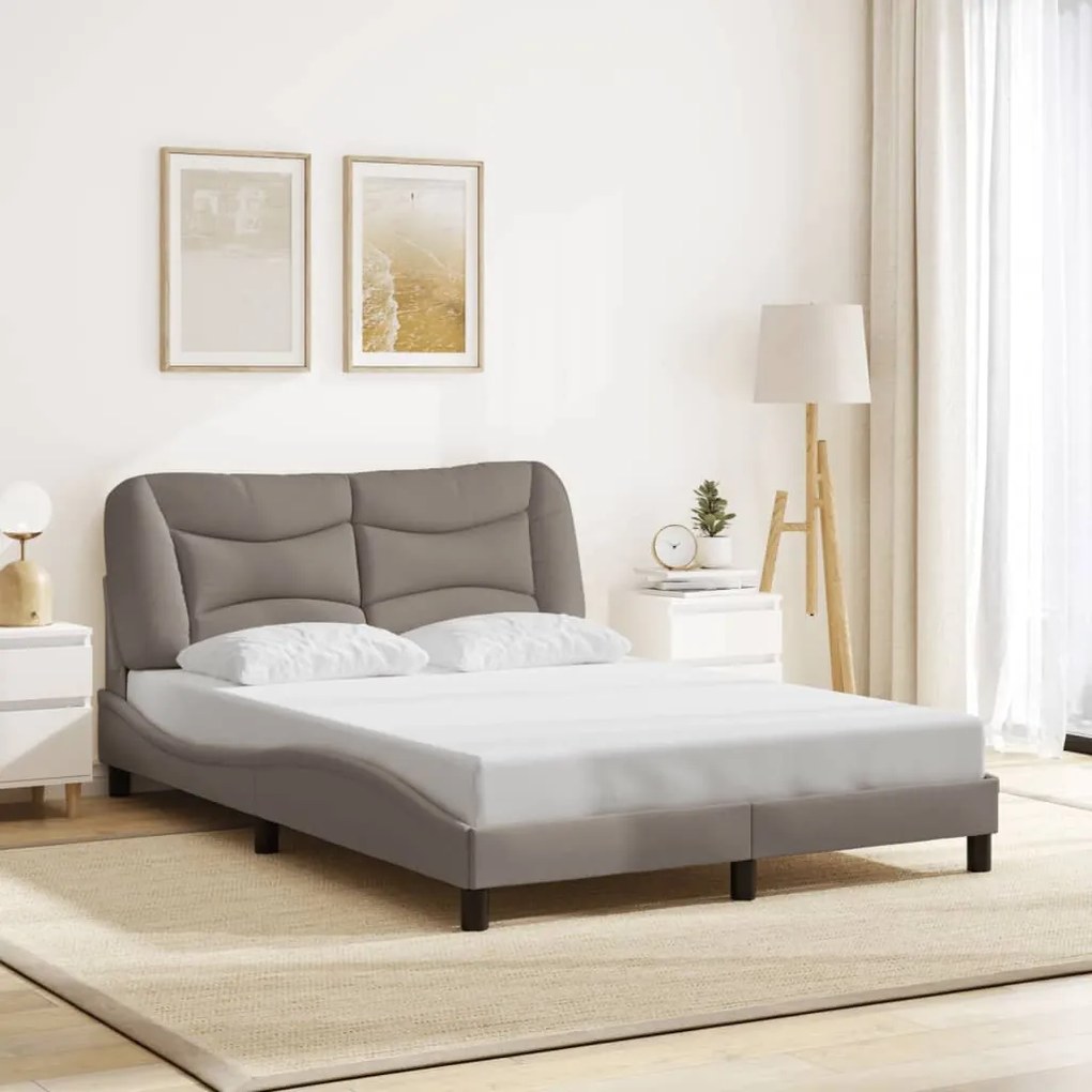 3207776 vidaXL Рамка за легло без матрак, таупе, 140x200 см плат
