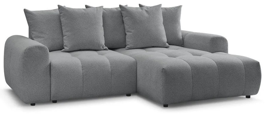 Сив шенилов сгъваем/с място за съхранение ъглов диван (десен ъгъл) Roxelane – Bobochic Paris