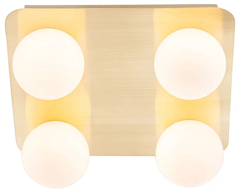 Модерна таванна лампа за баня месинг квадратна 4-светлинна - Cederic