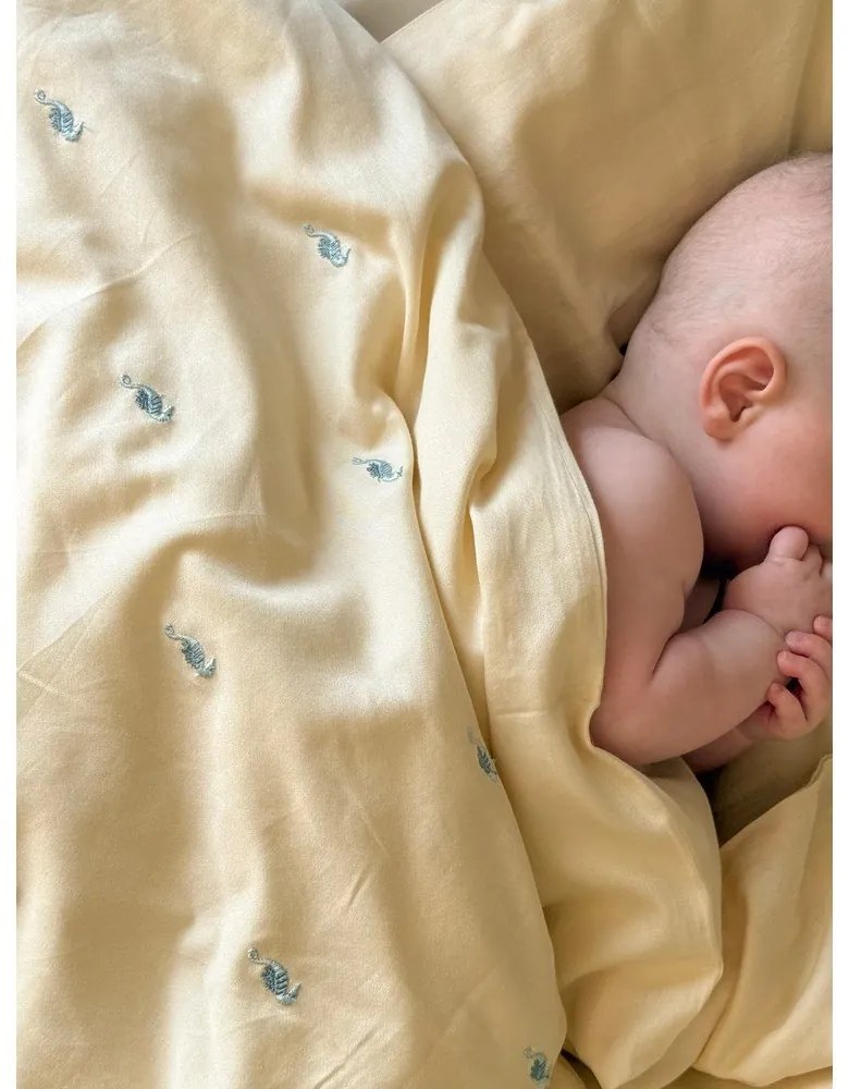 Светложълто детско спално бельо от органичен памук 70x100 cm Sea Garden – Cam Cam Copenhagen