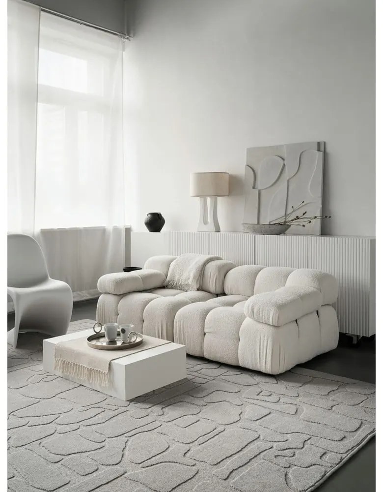 Светлосив вълнен килим 160x230 cm Morphic Dunes – Agnella