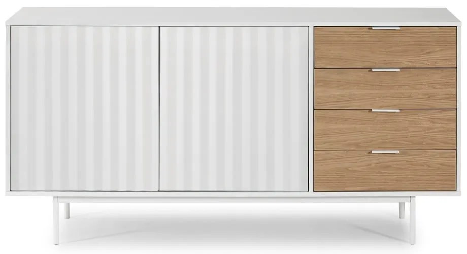 Бял/естествен нисък скрин от декор от дъб 159x80 cm Sierra – Teulat