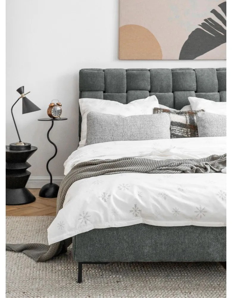 Сиво-зелено двойно легло тапицирано с включена подматрачна рамка 160x200 cm Eve – Miuform