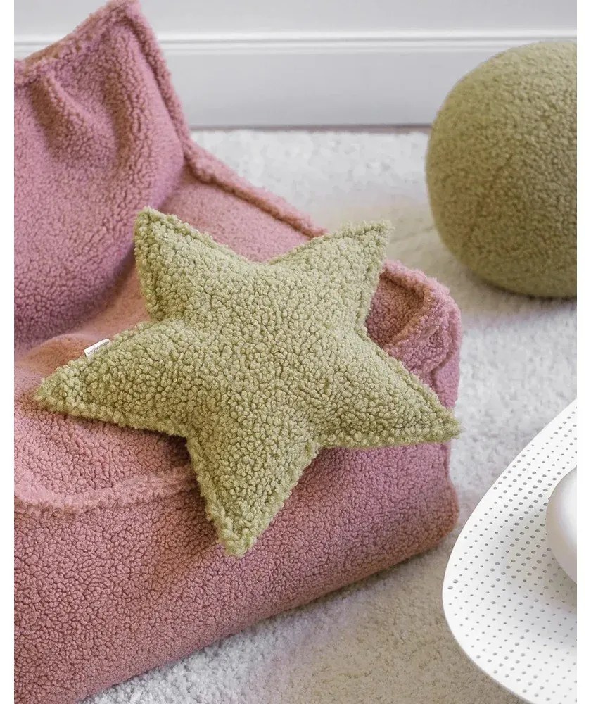 Зелена детска възглавница за диван от букле Star – Wigiwama