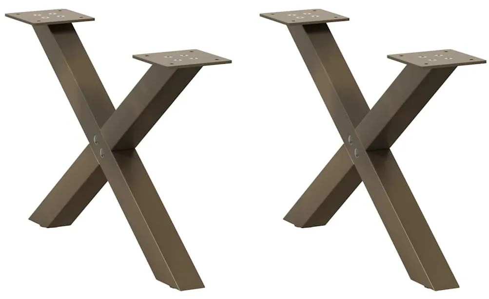 4012879 vidaXL Крака за масичка за кафе, X-образни, 2 бр., естествена стомана, 50 x (30-31) см, стомана
