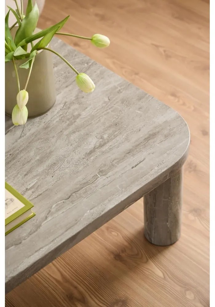 Светлосива масичка за кафе от декор от мрамор 75x100 cm Solano – Actona